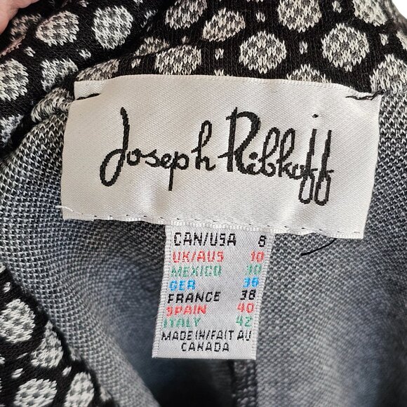 Joseph Ribkoff Black White Patterned Long Sleeve Button Dress / Top Sz 8 - Picture 7 of 10